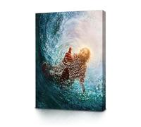 Jesus Christ Canvas Wall Art The Hand of God Poster Modern Religious HD Framed Print Painting Picture Artwork for Bedroom Living Room Decor 16"x24",With Frame