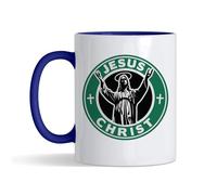 Jesus Christ, Christian Faith Coffee Mug, Inspirational Bible Gift, Christian Gift for Men & Women, Christmas,Easter or Daily Use Mug, Inside Coloured Mug,Ceramic Coffee, Tea Mug. (Navy Blue)