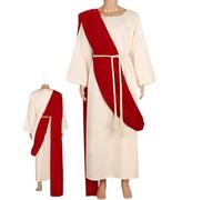 Jesus Christ Costume - Flannel Linen Multiple Sizes | Shepherd's Robe Outfit with Staff, Skin-Friendly Jesus Costume, Biblical Cosplay Gown for Adults | For Halloween, Costume Party & Church