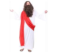 Jesus Christ Costume - White Robe with Red Sash - Mens Funny Fancy Dress Party Costume