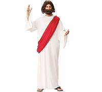 Jesus Christ Costume - White Robe with Red Sash - Mens Funny Fancy Dress Party Costume Carnival Costume