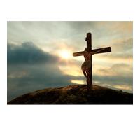 Jesus Christ Cross Backdrop Cross on The Mountain Sunrise Sunset Sky Photography Background Sepulcher Lord Pray Christian Belief Backdrop Church Event Easter Crucifixion Party Decors 12x8ft