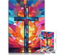 Jesus Christ Cross Glass Puzzle for Teenagers 1000 Pieces Learning through Play Experience Heartfelt Special Occasion Gift Size 50x75cm