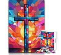 Jesus Christ Cross Glass Puzzle for Teenagers 1000 Pieces Learning through Play Experience Heartfelt Special Occasion Gift Size 38x52cm