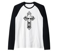 Jesus Christ Cross Of Thorns Christian Prayer Religion God Raglan Baseball Tee