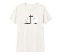 Jesus Christ Cross on a Hill. Christian Minimal Design Premium T-Shirt