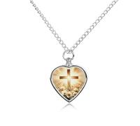 Jesus Christ Cross Pet Urn Necklace for Dog Cat Ashes Heart Pets Cremation Keepsake Waterproof Pendant Memorial Jewelry Pendants Gifts for Women Men