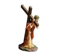 Jesus Christ Cross Statue - Resin Calvary Figure, Handmade Religious Icon | Easter Gift Ornament For House Church Tabletop Altar Decor Catholic Christian Decoration Holy Figurine