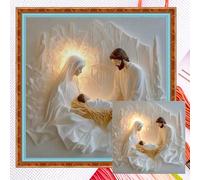 Jesus Christ Cross Stitch Kits for Adults Beginner,14CT 2 Strands Counted Cross Stitch Kits Needlework Embroidery Kit Stitching Needlepoint Art Crafts Embroidery Kits 40x40cm-Style A