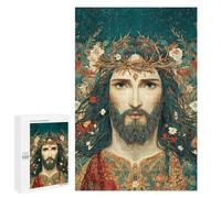 Jesus Christ Crown Flowers Art Puzzle 1000 Teile Schwer Puzzle Spielzeug Lernspiel Impossible Herausforderungsspielzeug Für Erwachsene Kinder 1000 PCS