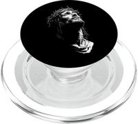 Jesus Christ Crown of Thorns Black and White Line Art PopSockets PopGrip for MagSafe