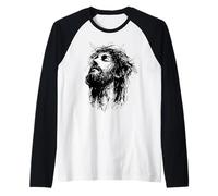 Jesus Christ Crown of Thorns Sketch Raglan Baseball Tee