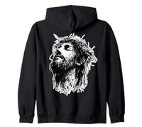 Jesus Christ Crown of Thorns Sketch Zip Hoodie