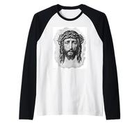 Jesus Christ deep in prayer Son of God Passion Sacrifice Raglan Baseball Tee