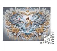 Jesus Christ Divine 1000 Pieces Jigsaw Puzzle for Adults, Non-Reflective Paper, Jesus Heart Wings, Educational Brain Teaser, Family Activity, Boosts Fine Motor Skills for All 52x38cm/1000pcs