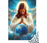 Jesus Christ Earth Jigsaw Puzzle 1000 Pieces Recycled Paper for Adults Religious World ArtPuzzle Impossible Hard Challenging Home Activity Fun Present & Activity 52x38cm/1000pcs