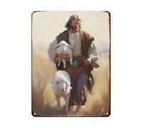 Jesus Christ Easter Metal Sign Gift for Christians Jesus Lamb Tin Metal Sign for Home Office Coffee Bedroom Wall Decor 12x16 Inch