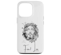 Jesus Christ "Fiat Lux" Ink Painting with Quote Case for iPhone 13 Pro