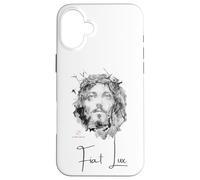 Jesus Christ "Fiat Lux" Ink Painting with Quote Case for iPhone 16 Plus