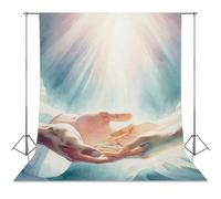 Jesus Christ Healing Hands Watercolor Print, Jesus Holding Hand Grief Illness Hope Faith Painting Photography Cloth56x98inch(142x250cm)