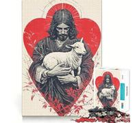 Jesus Christ Holding Lamb 1000 Pieces Jigsaws Adults Puzzles Gifts Sharp Thinking Cozy Fun Fun Activity Game Night (38x52cm)