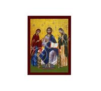 Jesus Christ icon Deisis, Handmade Greek Orthodox icon of Our Deesis, Byzantine Art Wall Hanging on Wood Plaque, Religious icon Home Decor 20x27cm