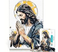 Jesus Christ in Prayer Illustration Jigsaw for Adults 1000 Pieces Brain Calisthen Clean Connection Pattern Assemble Ideal Decor (50x75cm)
