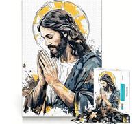 Jesus Christ in Prayer Illustration Puzzles for Adults 1000 Puzzles Cognitive Boost Thick Material Family Bond Christmas Surprise (38x52cm)
