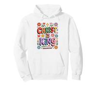 Jesus Christ Is King Christian Faith Cross Flowers Pullover Hoodie