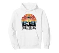 Jesus Christ Is King Christian Faith Cross Retro Sunset Pullover Hoodie