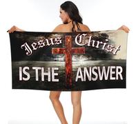 Jesus Christ Is The Answer Beach Towel, Quick Dry Pool Towels Absorbent Beach Blanket For Camping Women Gym 80X130Cm