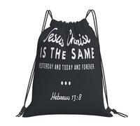 Jesus Christ Is The Same Yesterday Today And Forever Christianity Unisex Drawstring Bag Foldable String Backpack Large Drawstring Backpack For Climbing Holidays Yoga