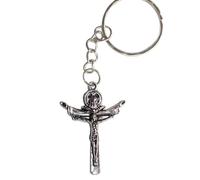 Jesus Christ Keyring Silver Cross Keychain Gift Christian Holy Crucifix God Key Chain Ring Church Belief Accessory Christianity Religion Pendant Charm Bag Keys Catholic Keepsake Luck