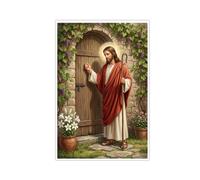 Jesus Christ Knocking at the Door Canvas Wall Art Good Shepherd Religious Posters Christian Faith Pictures Spiritual Wall Decor Artwork for Living Room Bedroom Home-20x30inch(50x75cm)-Unframe-style