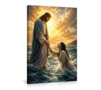 Jesus Christ & Mary Magdalene Canvas Wall Art, Religious Christian Prints, Faith Hope Inspiration Artwork, Divine Love Wall Decor for Living Room,-16x24inch(40x60cm)-Frame-style