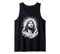 Jesus Christ Monochrome Halo Portrait Christian Icon Art Tank Top