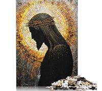 Jesus Christ Mosaic Art Puzzle Rectangular Paper Board 100 Percent Recycled Cardboard Jigsaw Puzzle for Adult Children 1000pcs (38x26cm)