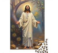 Jesus Christ Open Arms Jigsaw Puzzles 1000 Piece Recycled Paper Forest Faith ArtPuzzle for Adults Jigsaw Puzzle Educational Game Decompression Home Activity Celebration Gifts 38x26cm/1000pcs