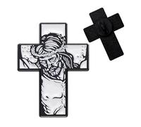 Jesus Christ Pin Badge Lord Thorns Cross Brooch Crucifix Christian Holy Bible Lapel Catholic Religous Religion Passion Jewellery Bag Jacket Church Prayer Pray Faith God (Jesus White Crucifix)