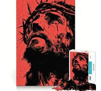 Jesus Christ Portrait with Crown of Thorns for Adults 1000 Piece Puzzle Restful Game Tension Relief Family Bond Xmas Surprise (38x52cm)