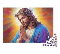 Jesus Christ Prayer 1000 Pc Thick Cardboard Jigsaw Puzzle for Teens 12-18, Logic Skill Puzzle, Holiday Party Activity, Thoughtful for Youngsters 70x50cm/1000pcs