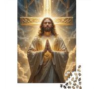 Jesus Christ Prayer 1000 Piece Jigsaw Puzzle: Jesus Praying before Cross for Adults Teens Educational Game Decompression 38x26cm/1000pcs