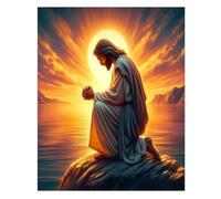 Jesus Christ Prayer Diamond Art Kits for Adults, 5D Diamond Painting Kits for Beginners, DIY Round Full Drill Diamond Dots Paintings Picture Gem Art & Crafts Home Decor 30x40cm/11.8x15.8 inches