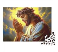 Jesus Christ Praying 1000 Pc Eco-Friendly Paper Jigsaw Puzzle Bundle for Seniors, Brain Training Puzzle, Travel Jigsaw, Ideal 38x26cm/1000pcs