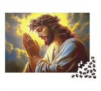 Jesus Christ Praying 1000 Pieces Jigsaw Puzzle for Couples Birthday Gift Gift Box Included Concentration Training Cardboard 52x38cm/1000pcs