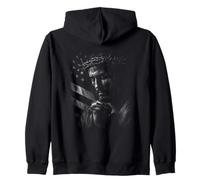 Jesus Christ Praying Crown Of Thorns Usa Flag Zip Hoodie