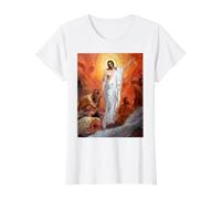 Jesus Christ Preaching to the Spirits in Prison Hell Value Graphic T-Shirt, Women, White, M
