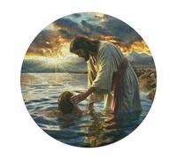 Jesus Christ - Religion 120 Piece Circular Jigsaw Puzzle Conviction Faith Animal Shape Durable Large Format Puzzle Stress Relief Home Decor Educational AgesChallenging 120 PCS