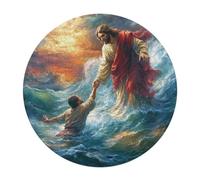 Jesus Christ - Religion 120 Piece Circular Jigsaw Puzzle Faith Animal Shape Educational Home Decor Puzzle Stress Relief for All Ages Creative Challeng Challenging 120 PCS