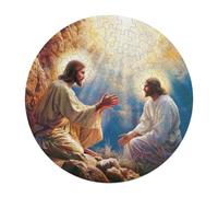 Jesus Christ - Religion 120 Piece Round Jigsaw Puzzle Conviction Faith Animal Shape Durable Challenging Puzzle Decorative Home Accent Stress Relief for Adults Challenging 120 PCS